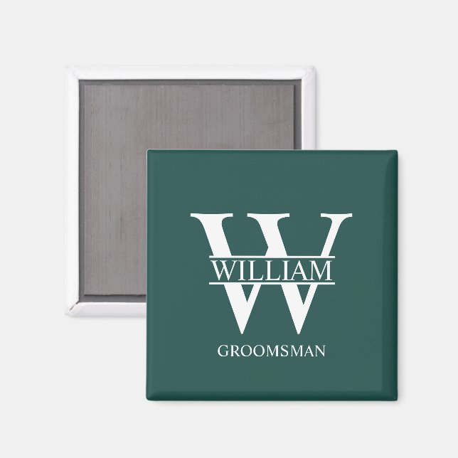 Personalised Groomsmen Monogram & Name Magnet (Front/Back)