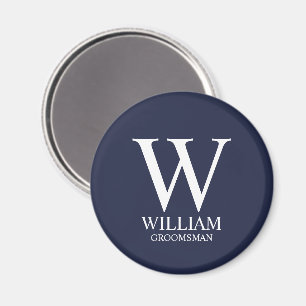 Personalised Groomsmen Monogram & Name Magnet