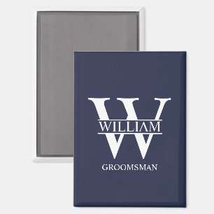 Personalised Groomsmen Monogram & Name Magnet