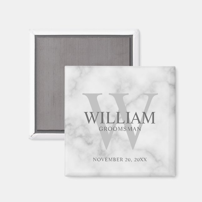 Personalised Groomsmen Monogram & Name Magnet (Front/Back)