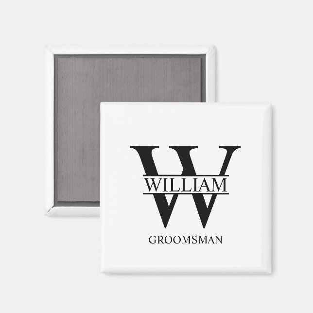 Personalised Groomsmen Monogram & Name Magnet (Front/Back)