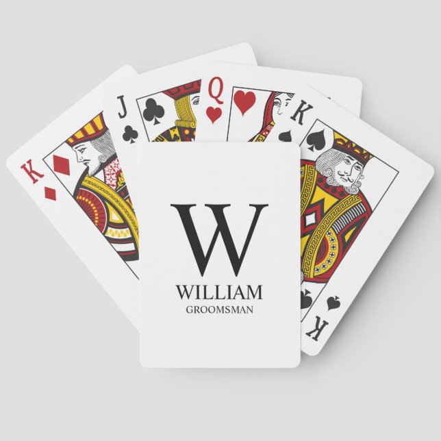 Personalised Groomsmen Monogram & Name Playing Cards (Back)
