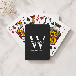 Personalised Groomsmen Monogram & Name Playing Cards