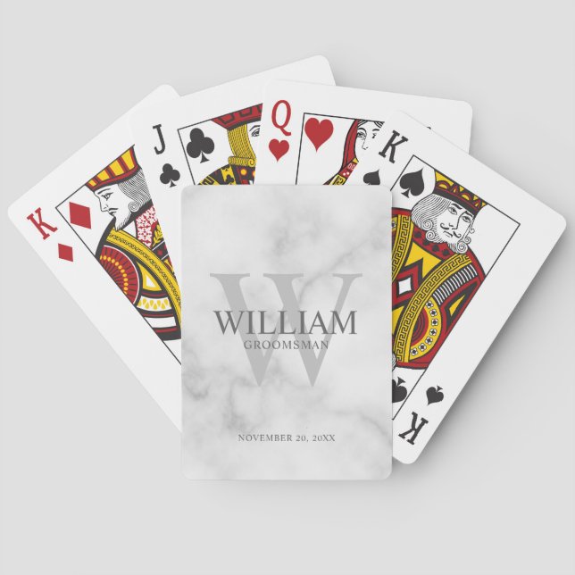 Personalised Groomsmen Monogram & Name Playing Cards (Back)