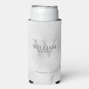 Personalised Groomsmen Monogram & Name Seltzer Can Cooler