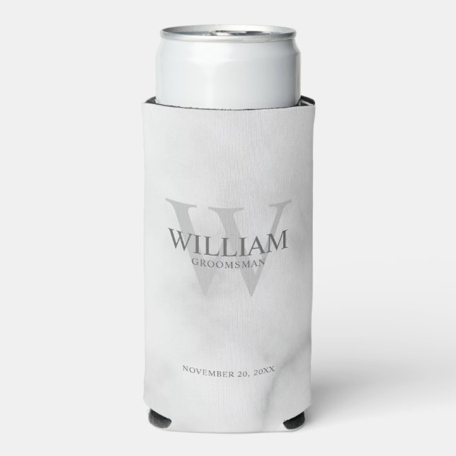 Personalised Groomsmen Monogram & Name Seltzer Can Cooler (Seltzer Front)