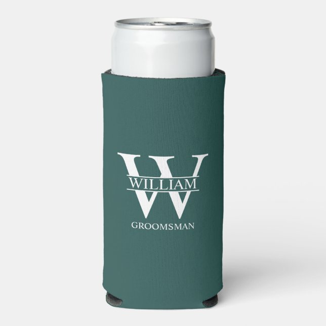 Personalised Groomsmen Monogram & Name Seltzer Can Cooler (Seltzer Front)