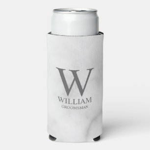 Personalised Groomsmen Monogram & Name Seltzer Can Cooler