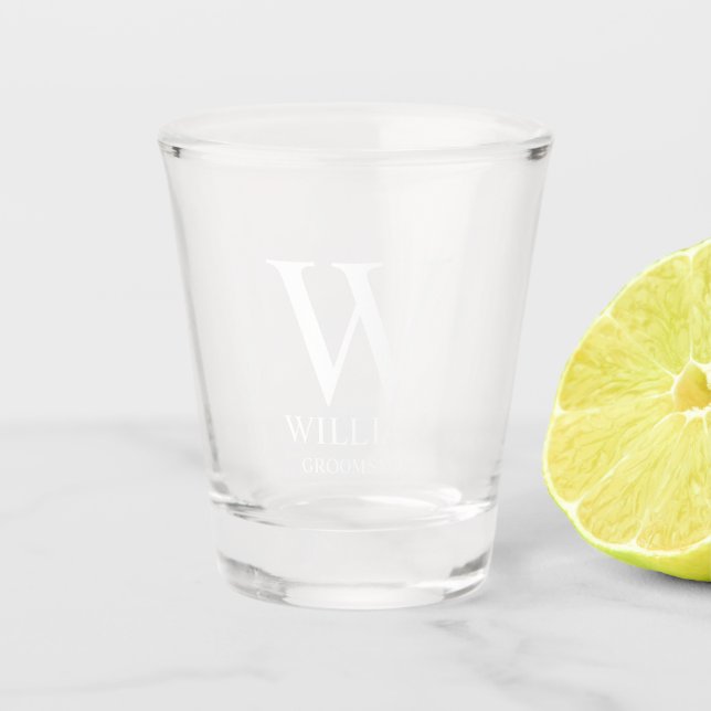 Personalised Groomsmen Monogram & Name Shot Glass (Front)