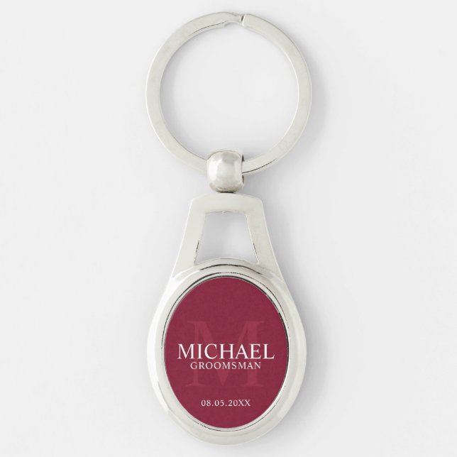 Personalised Groomsmen's name and monogram Key Ring (Front)