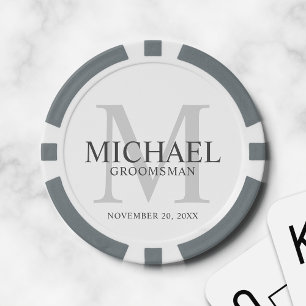 Personalised Groomsmen's name and monogram Poker Chips