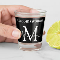 personalised groomswoman black white monogram