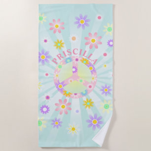 Personalised Groovy Retro Daisy Beach Towel