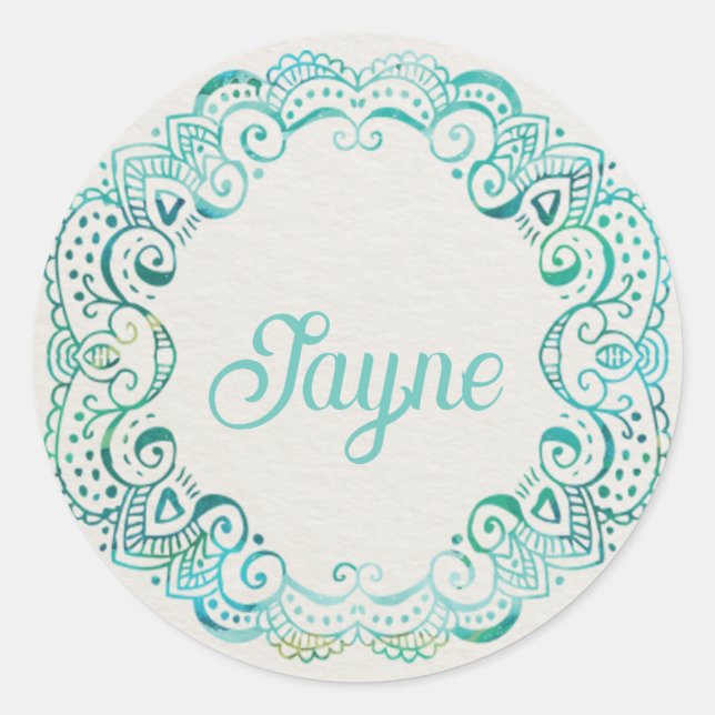  Personalised Groovy Tattoo Filigree Circle Classic Round Sticker (Front)