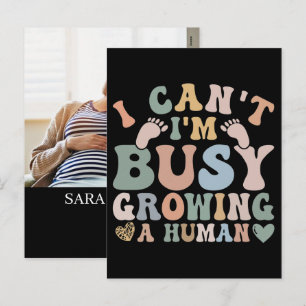 Personalised Growing A Human Pregnancy Announcemen Holiday Postcard