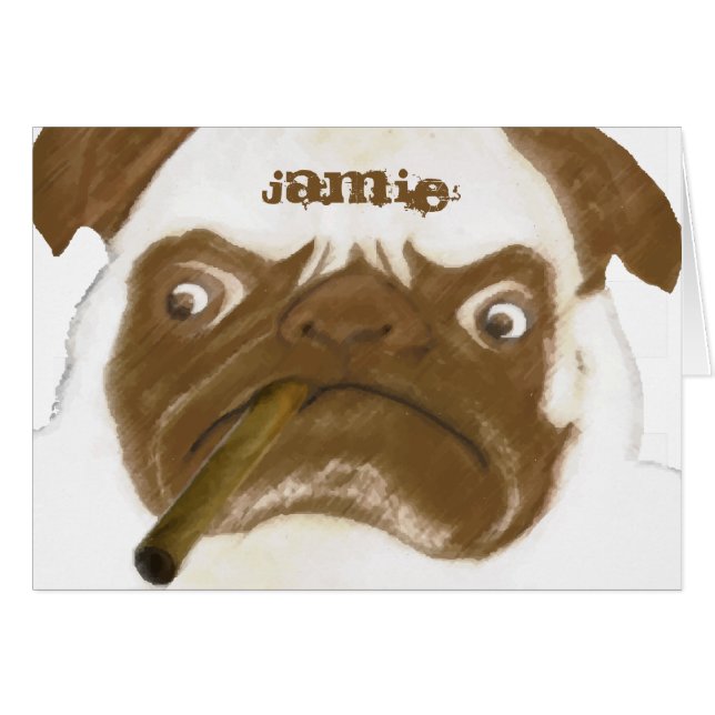 Personalised Grumpy AFICIONADO Puggy Cigar (Front Horizontal)