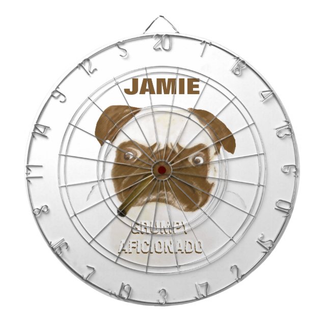 Personalised Grumpy AFICIONADO Puggy Cigar Dartboard (Front)