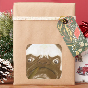 Personalised Grumpy AFICIONADO Puggy Cigar Square Sticker