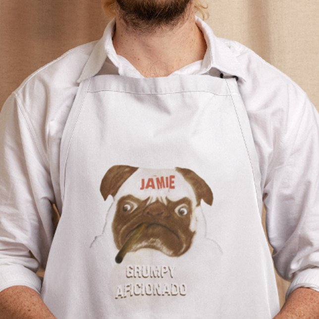 Personalised Grumpy AFICIONADO Puggy Cigar Standard Apron (Creator Uploaded)