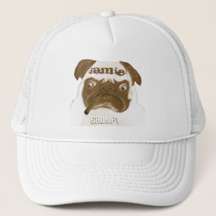 Personalised Grumpy AFICIONADO Puggy Cigar Trucker Hat