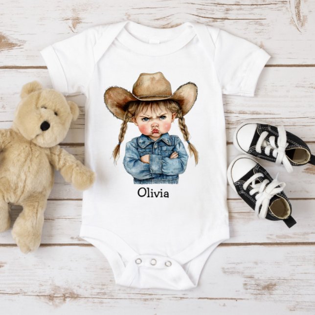 Personalised Grumpy Cowgirl Baby Bodysuit (Creator Uploaded)
