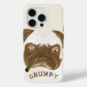 Personalised Grumpy Puggy with Cigar iPhone 15 Pro Case