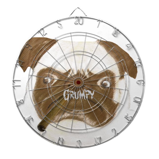 Personalised Grumpy Puggy with Cigar Dartboard (Front)