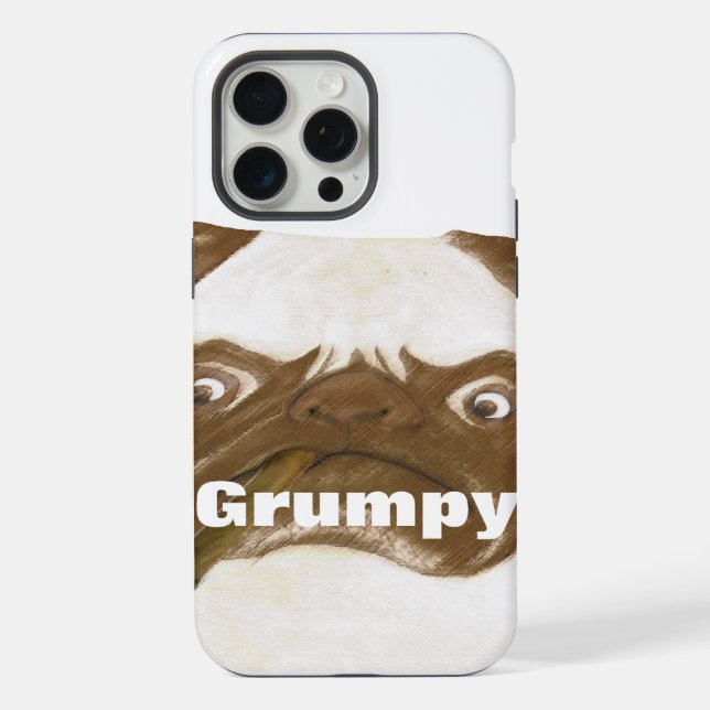 Personalised Grumpy Puggy with Cigar iPhone Case (Back)