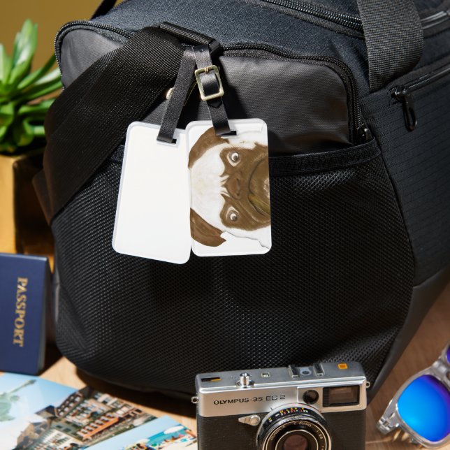 Personalised Grumpy Puggy with Cigar Luggage Tag (Front & Back)