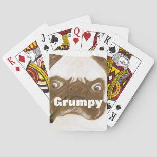 Personalised Grumpy Puggy with Cigar Playing Cards