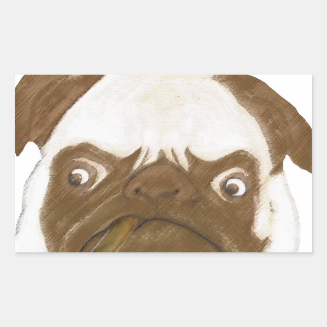 Personalised Grumpy Puggy with Cigar Rectangular Sticker (Front)