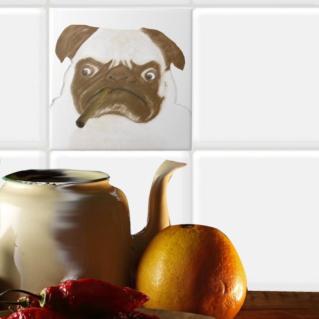 Personalised Grumpy Puggy with Cigar Tile (Creator Uploaded)