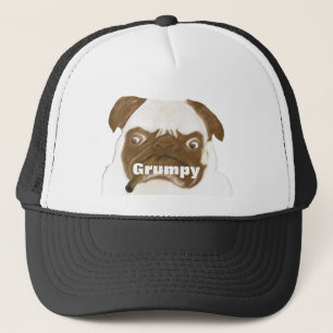 Personalised Grumpy Puggy with Cigar Trucker Hat