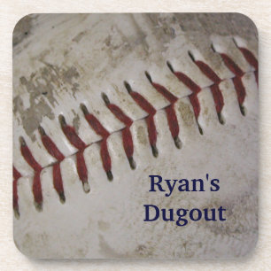 Personalised Grunge Baseball Coasters - Set of 6