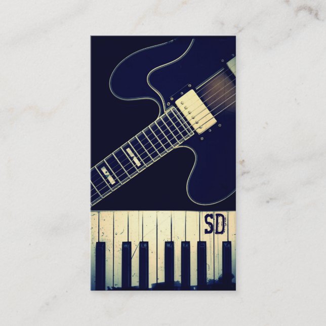 Personalised Grunge Piano Keyboard Guitar Business Card (Front)