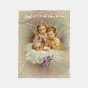 Personalised Guardian Angel Cherubs baby in Cloud Fleece Blanket
