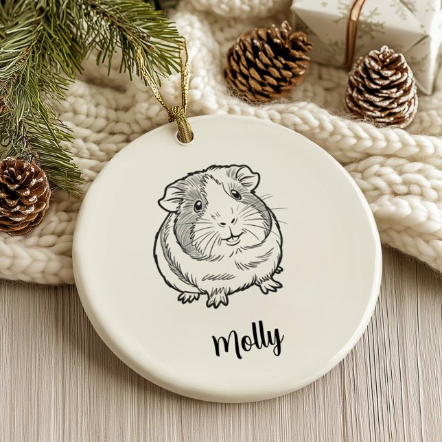 Personalised Guinea Pig Christmas Ceramic Tree Decoration (Creator Uploaded)