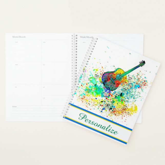 Personalised Guitar and chords splatter Planner (Display)