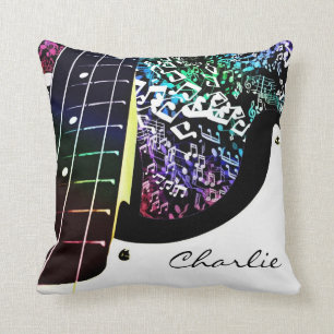 Personalised Guitar Rainbow Music Notes Pillow
