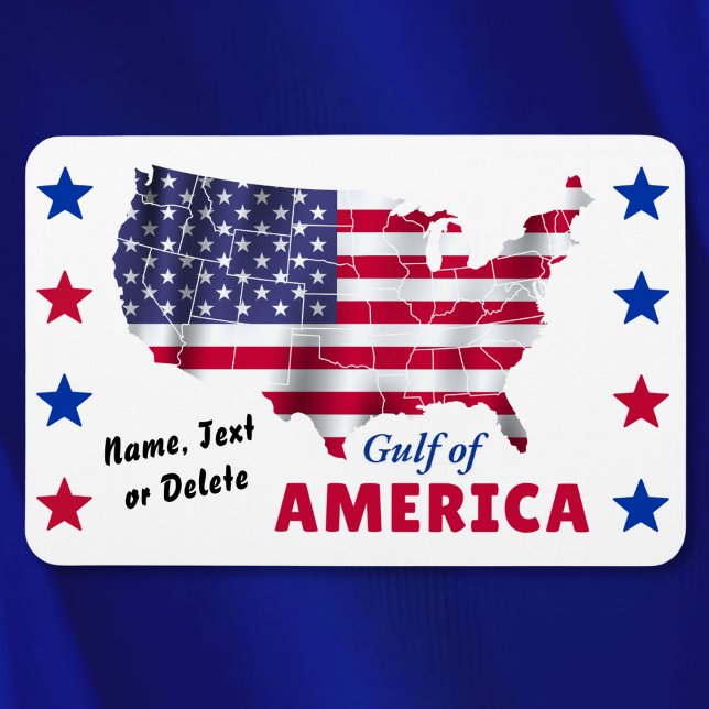 Personalised, GULF of AMERICA, Patriotic Magnet (Gulf of America, Magnets. Personalized, Patriotic Refrigerator Magnets. United States Shaped Flag.)