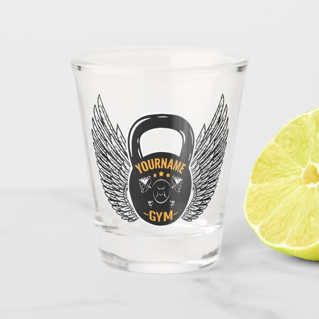 Personalised GYM Fitness Trainer Kettlebell  Shot Glass (Front)
