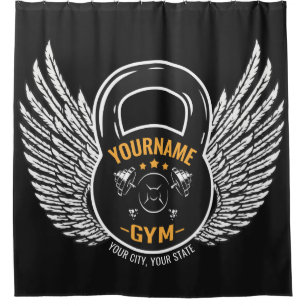 Personalised GYM Fitness Trainer Kettlebell Shower Curtain