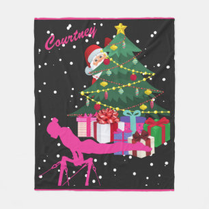 Personalised Gymnast Christmas Santa Bars Gift Fleece Blanket