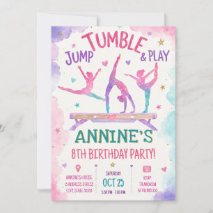 Personalised Gymnast tumbler birthday Invitation