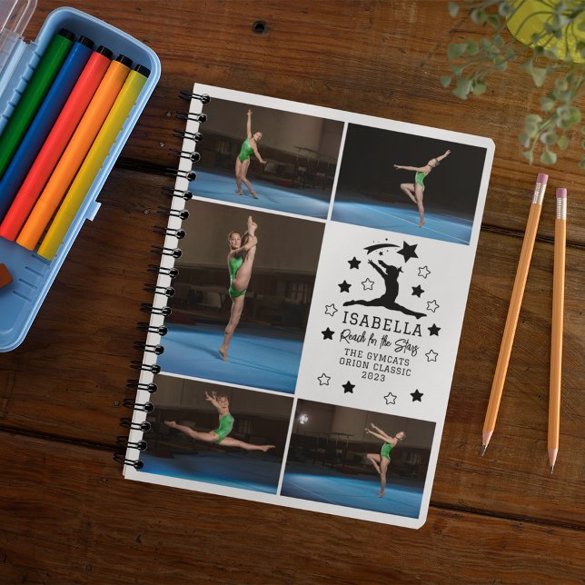 Personalised Gymnastics 5 Photo Collage Name Year  Notebook (Creator Uploaded)