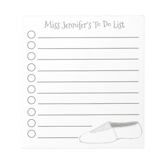 Personalised Gymnastics Acro Dance Teacher Gift Notepad (Front)