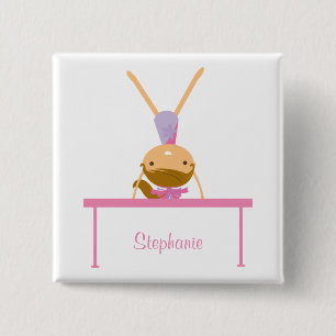 Personalised gymnastics balance beam kids button