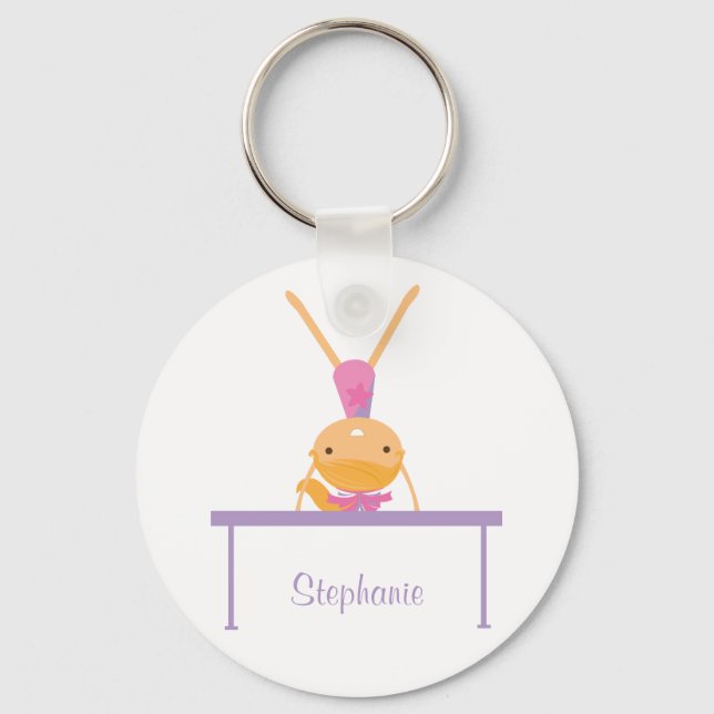Personalised gymnastics balance beam kids keychain (Front)