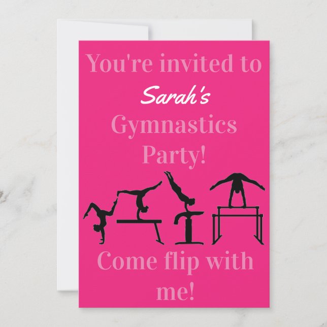 Personalised Gymnastics Birthday Party Invitation (Front)