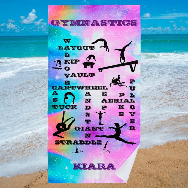 Personalised Gymnastics Crosswords Beach Towel (Creator Uploaded)